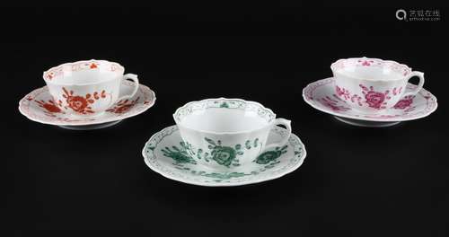 Meissen Indische Malerei 3 Tassen, small cups,