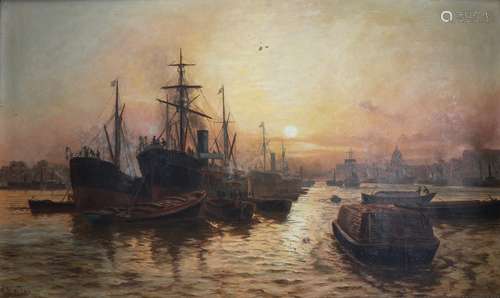 Charles John De Lacy (1856-1929) Londoner Hafenansicht, harb...