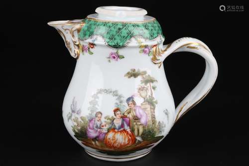 Meissen Kännchen mit Watteaumalerei, mocha coffee pot,