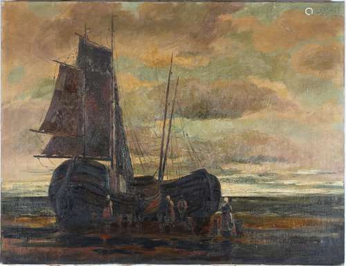 Josef Ohligschläger (1877-1959) Fischerboote am Ufer,