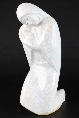 Jugendstil Keramik von 1926 kniende Madonna, signiert, kneel...