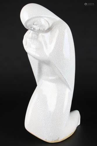 Jugendstil Keramik von 1926 kniende Madonna, signiert, kneel...