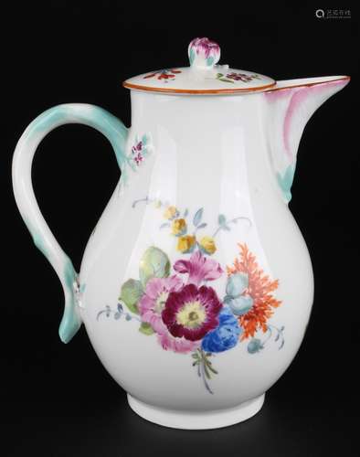 Meissen Marcolini Kanne Blumenmalerei, porcelain pot,