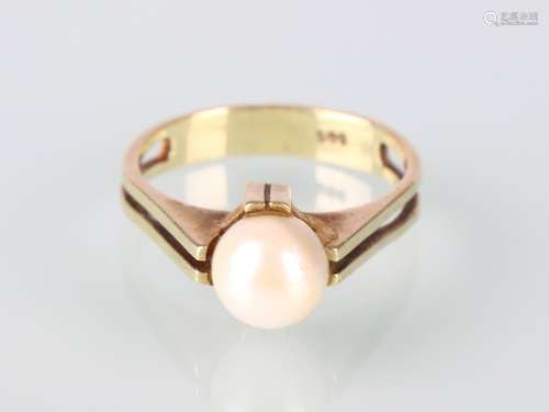 585 Gold Solitär Ringe mit Perle, 14K gold pearl ring,