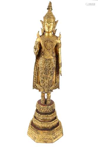 Thailand Bronze stehender Bronze Buddha, bronze standing bud...