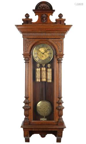 Regulator mit 3 Gewichten, deutsch um 1900, wall clock with ...