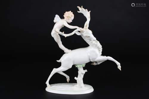 Hutschenreuther Putte mit Hirsch, cupid with stag,