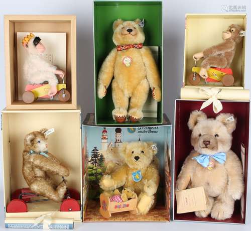 Steiff Konvolut von 6 Stofftieren, Steiff stuffed animals,