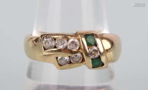 585 Gold Ring mit Brillanten und Smaragden, gold diamond rin...