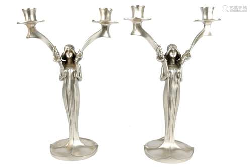 Paar Zinn Figurenleuchter, pair of figural pewter candlestic...