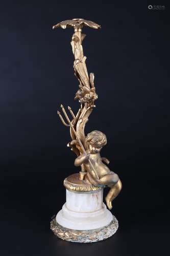 Bronze Putto Lampenfuß, cupid lampbase,