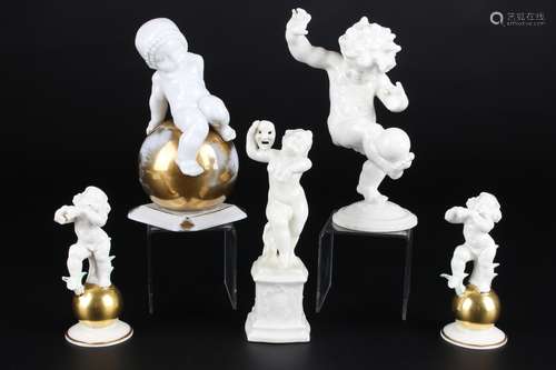 Hutschenreuther 5 Putten - Figuren, 5 cupid figures,