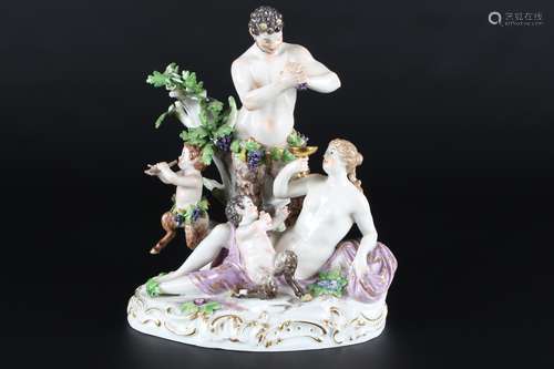 Meissen Figurengruppe Bacchant und Satyr, figure group bacch...