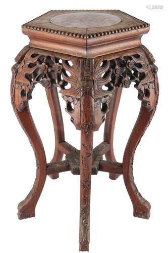 Beistelltisch mit Marmorplatte um 1900, wooden sidetable,