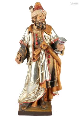 Holzfigur mit Kelch, wooden figure with chalice,