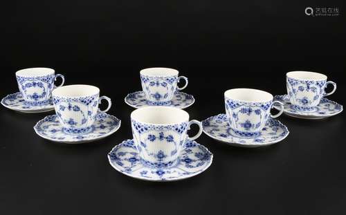 Royal Copenhagen Musselmalet Vollspitze 6 Kaffeetassen, 6 co...