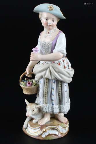 Meissen Gärtnerkind mit Schaf, gardeners child with sheep,