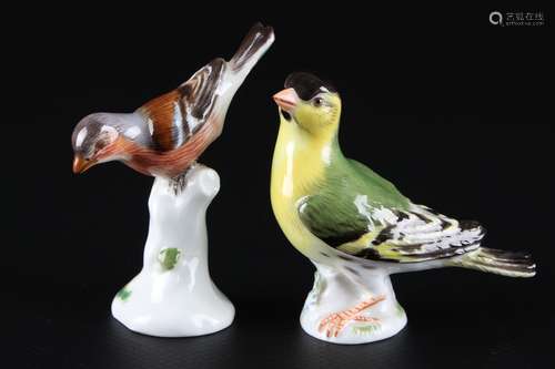 Meissen Zeisig und Buchfink, porcelain bird siskin and chaff...