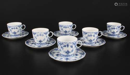 Royal Copenhagen Musselmalet Vollspitze 6 Kaffeetassen, 6 co...