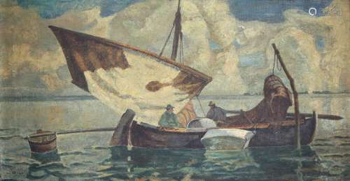 Ludwig Dill (1848-1940) Fischerboot auf See, fisherboat,