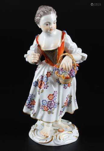 Meissen Gärtnerkind mit Weintrauben, gardeners child with wi...