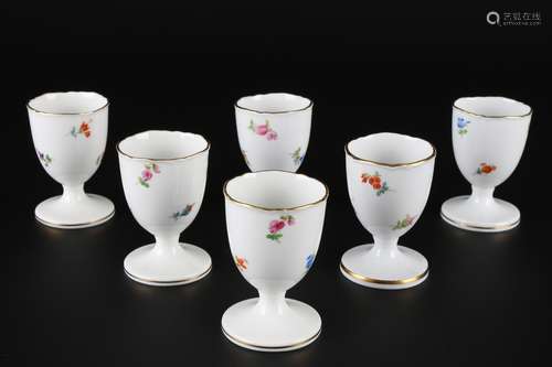 Meissen 6 Eierbecher mit Streublümchen, eggcups,