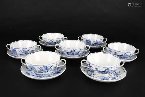 Meissen 7 Suppentassen Zwiebelmuster, soup cups,