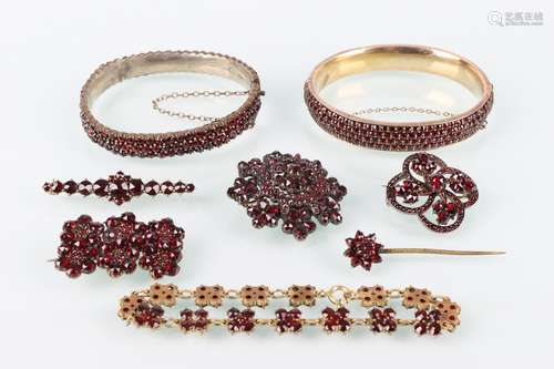 Granat Schmuckkonvolut, garnet jewelry lot,