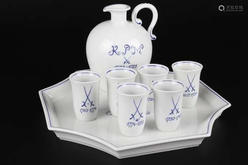 Meissen Likörset für 6 Personen, liquor set,