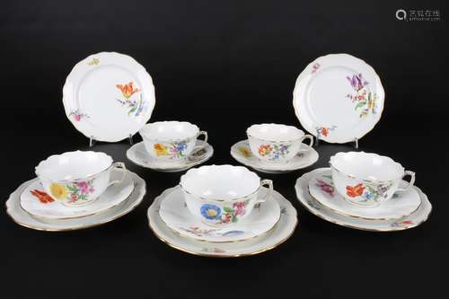 Meissen 5 Teetassen Blumenmalerei 1.Wahl, 5 tea cups,