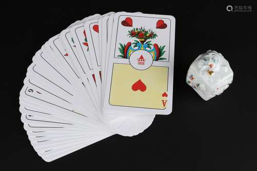 Meissen Clownwürfel mit Kartenspiel, clown dice with deck of...