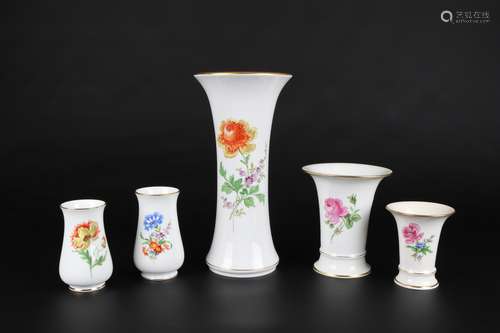 Meissen 5 Vasen Blumenbukett, porcelain vases,