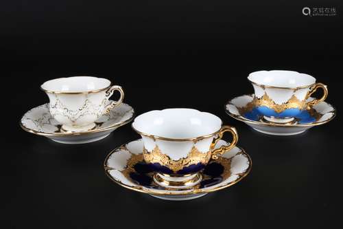 Meissen B-Form 3 Mokka Kaffeetassen, mocha coffee cups,