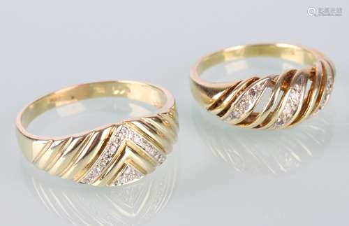 585 Gold 2 Ringe mit Brillanten, diamond gold rings 14K,