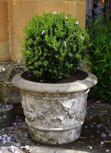 A PAIR OF PULHAM OF BROXBOURNE STONE 'CIRENCESTER' POTS, LAT...