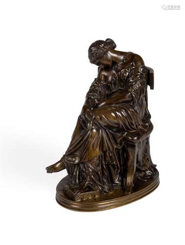 AFTER J CAVELIER (1814 - 1896), A FRENCH BRONZE 'PENELOPE WA...