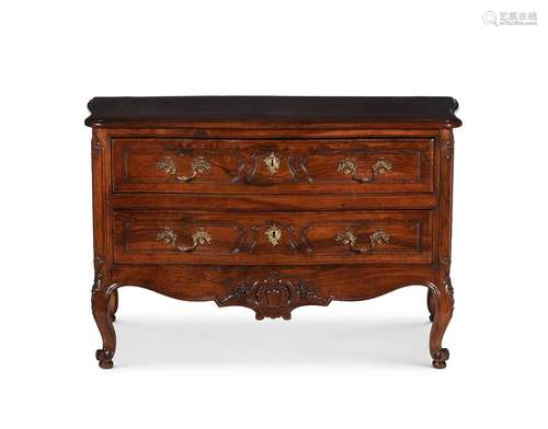 A LOUIS XV WALNUT SERPENTINE COMMODE, MID 18TH CENTURY