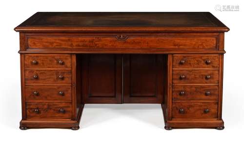 AN EARLY VICTORIAN MAHOGANY PEDESTAL DESK, CIRCA 1850