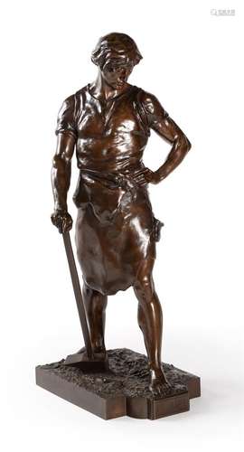 EMILE LOUIS PICAULT (1833-1915), A BRONZE FIGURE OF A MAN 'P...