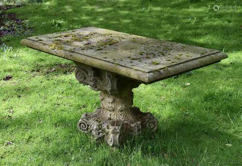 A CARVED STONE TABLE, 20TH CENTURY