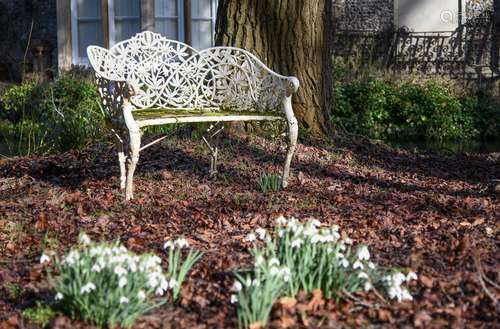 A RARE SMALL CAST IRON GARDEN SEAT IN THE COALBROOKDALE 'PAS...