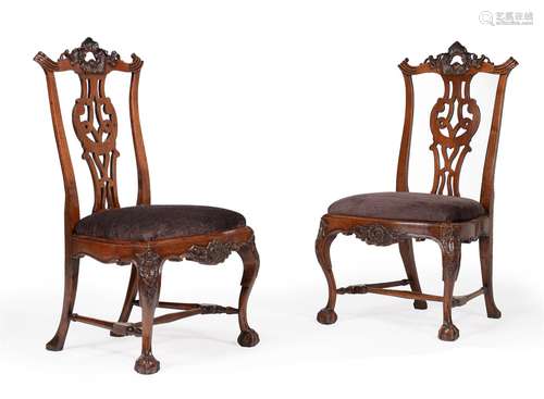 A SET OF EIGHT PORTUGUESE CARVED WALNUT DINING CHAIRS, MID 1...