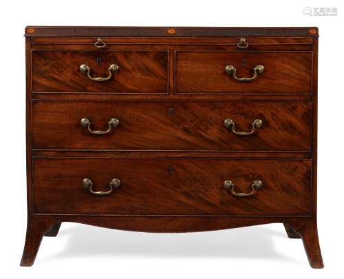 A GEORGE III MAHOGANY AND INLAID CHEST OF DRAWERS, CIRCA 180...