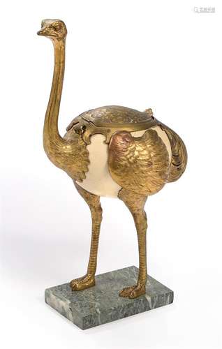 A GILT METAL MOUNTED MODEL OF AN OSTRICH, CONTINENTAL, LATE ...