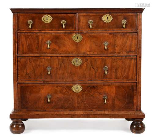 A QUEEN ANNE WALNUT AND LINE INLAID CHEST OF DRAWERS, CIRCA ...