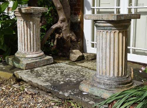 A PAIR OF TERRACOTTA PEDESTAL PLINTHS OR COLUMNS, LATE 19TH ...