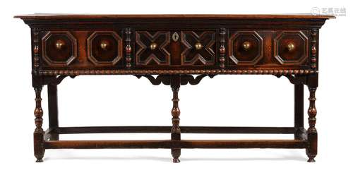 A CHARLES II OAK DRESSER BASE, CIRCA 1680