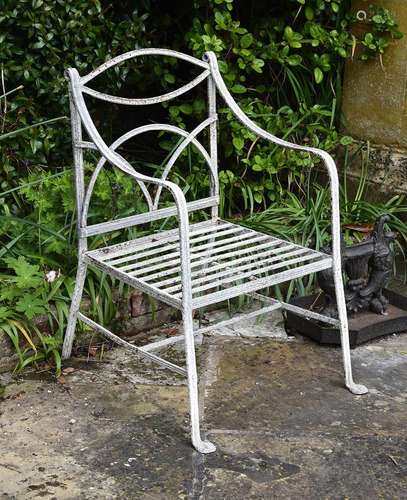 A REGENCY IRON GARDEN ARMCHAIR, EARLY 19TH CENTURY