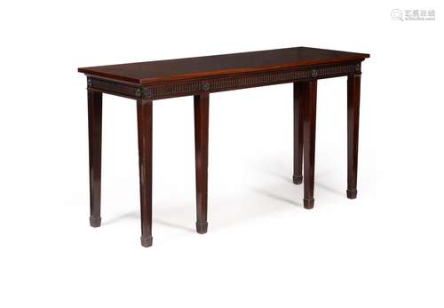 A GEORGE III MAHOGANY SERVING OR HALL TABLE, IN THE MANNER O...