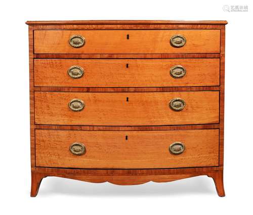 Y A GEORGE III SATINWOOD AND TULIPWOOD CROSSBANDED CHEST OF ...